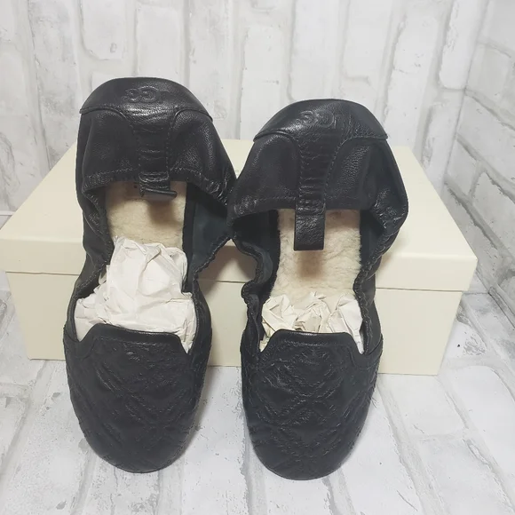 UGG Black Quilted Leather Slippers - Picture 5 of 9